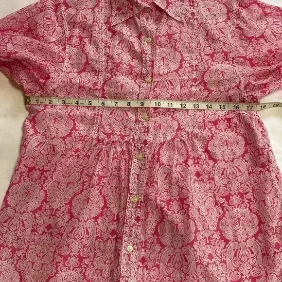 Gap Maternity Pink & White Paisley Design in Size Small. Long Sleeve/Button Up. - Picture 7 of 10